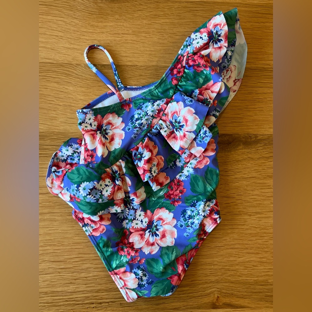 Floral Ruffle Shoulder Swimsuit - Picture 2 of 4